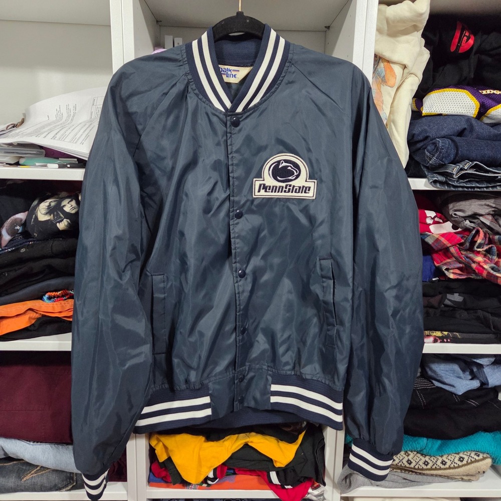 Vintage 80s Chalk Line Penn State Lions Bomber Jacket lite weight Mens XL USA